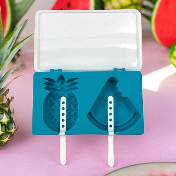 Pineapple & Watermelon Shape Ice Pop Tray Popsicle Mold & Reusable Pop Sticks - Picture 10 of 16